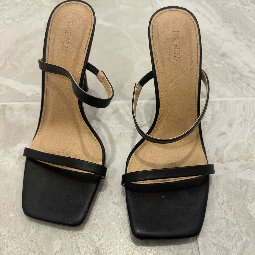 Forever 21 Black Strappy Heels